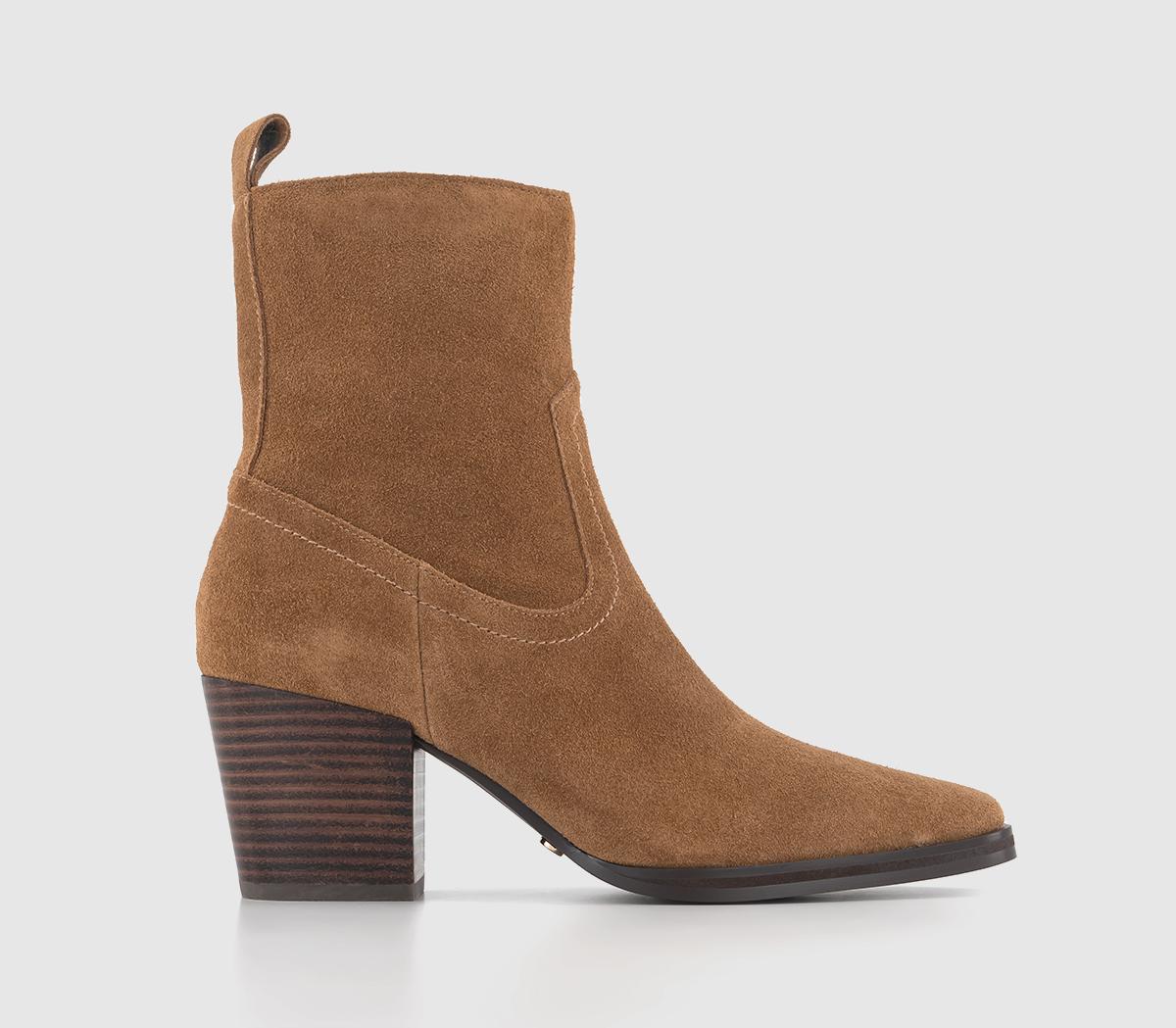 Anika Western Ankle Boots Tan Suede