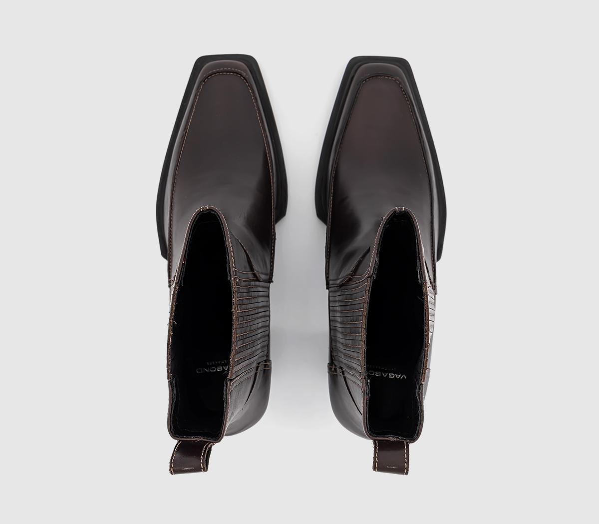 Vagabond ShoemakersAlina Contrast Stitch Western BootsChocolate