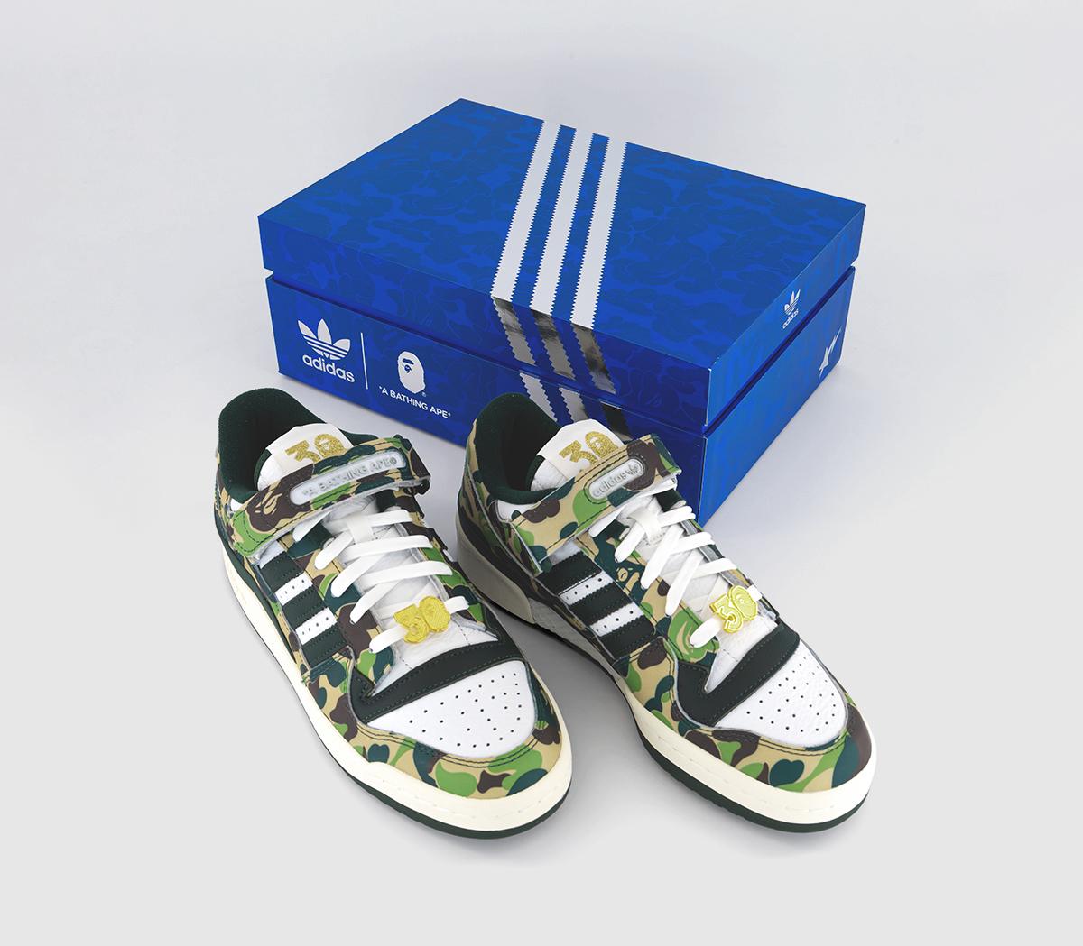 adidas Forum 84 Bape Low Trainers Green Camo - Women's Trainers