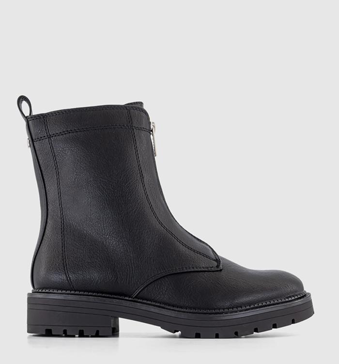 OFFICE Agenda Zip Front Cleated Boots Black