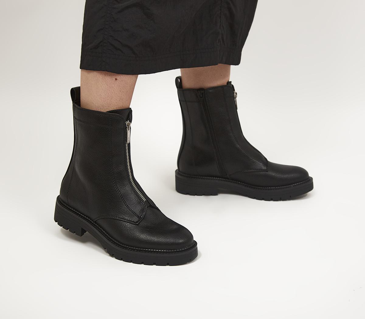 OFFICE Agenda Zip Front Cleated Boots OFFICE Agenda Zip Front Cleated Boots Black