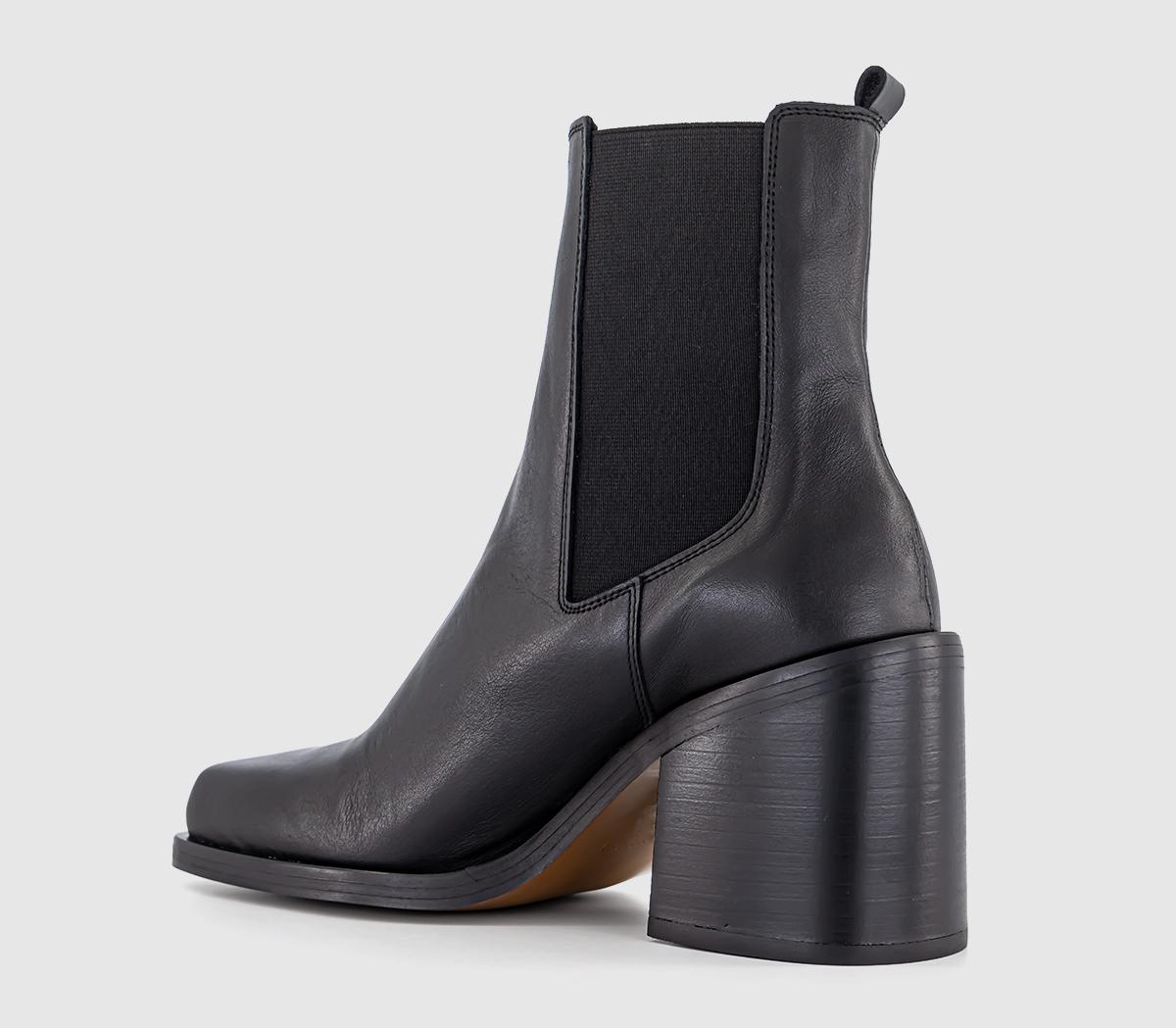 OFFICE Alice Square Toe Heeled Chelsea Boots Black Leather - Women's ...