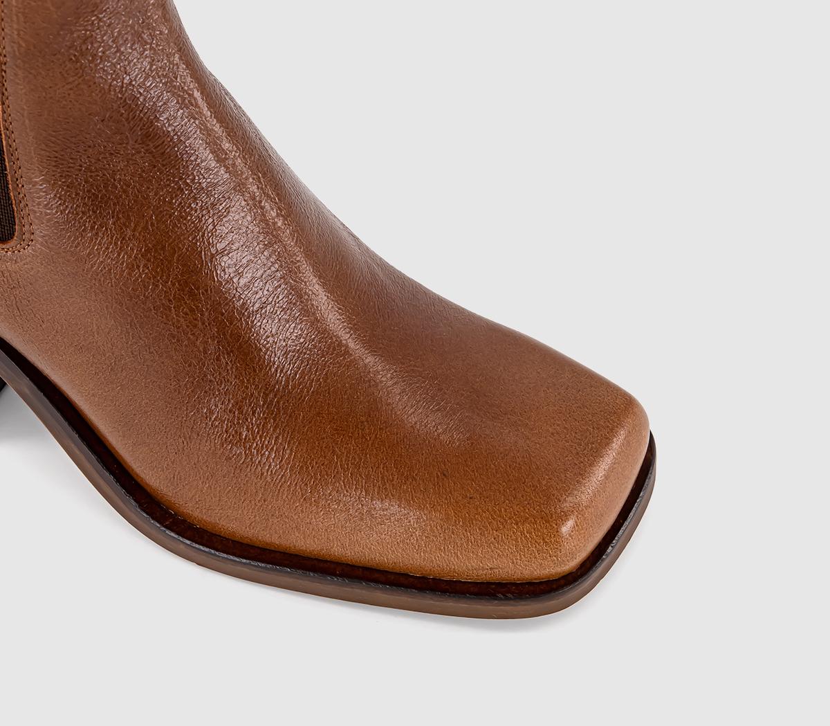 OFFICEAlice Square Toe Heeled Chelsea BootsTan Leather