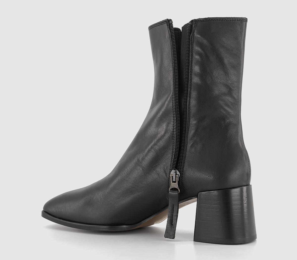 OFFICE Alissa Heeled Chelsea Boots Black Leather - Women's Ankle Boots