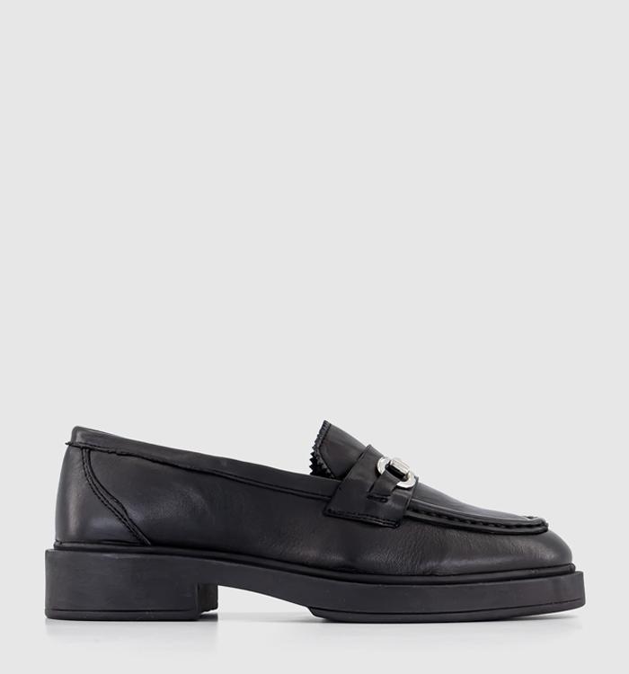 OFFICE Fidgeting Leather Trim Penny Loafers Black Leather