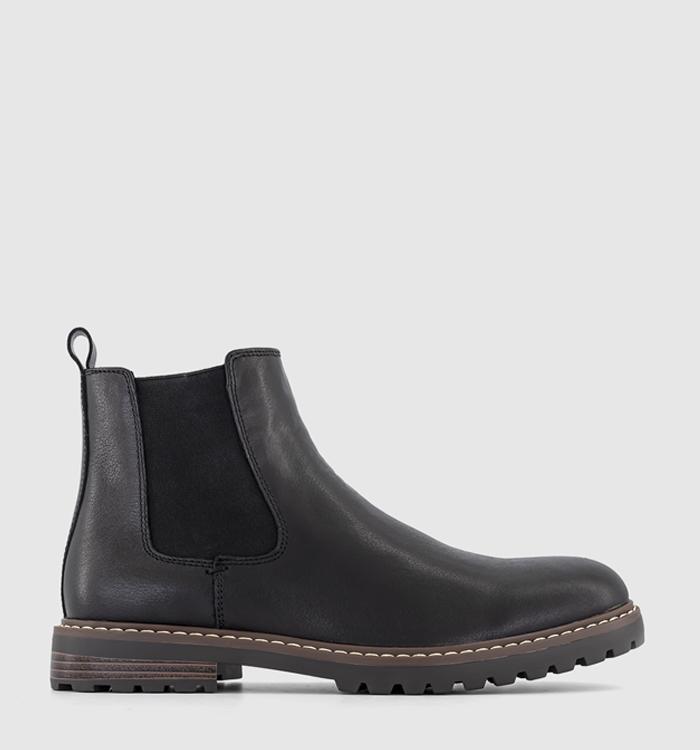 OFFICE Burford Cleated Chelsea Boots Black Leather