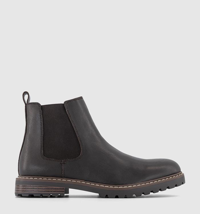 OFFICE Burford Cleated Chelsea Boots Brown Leather