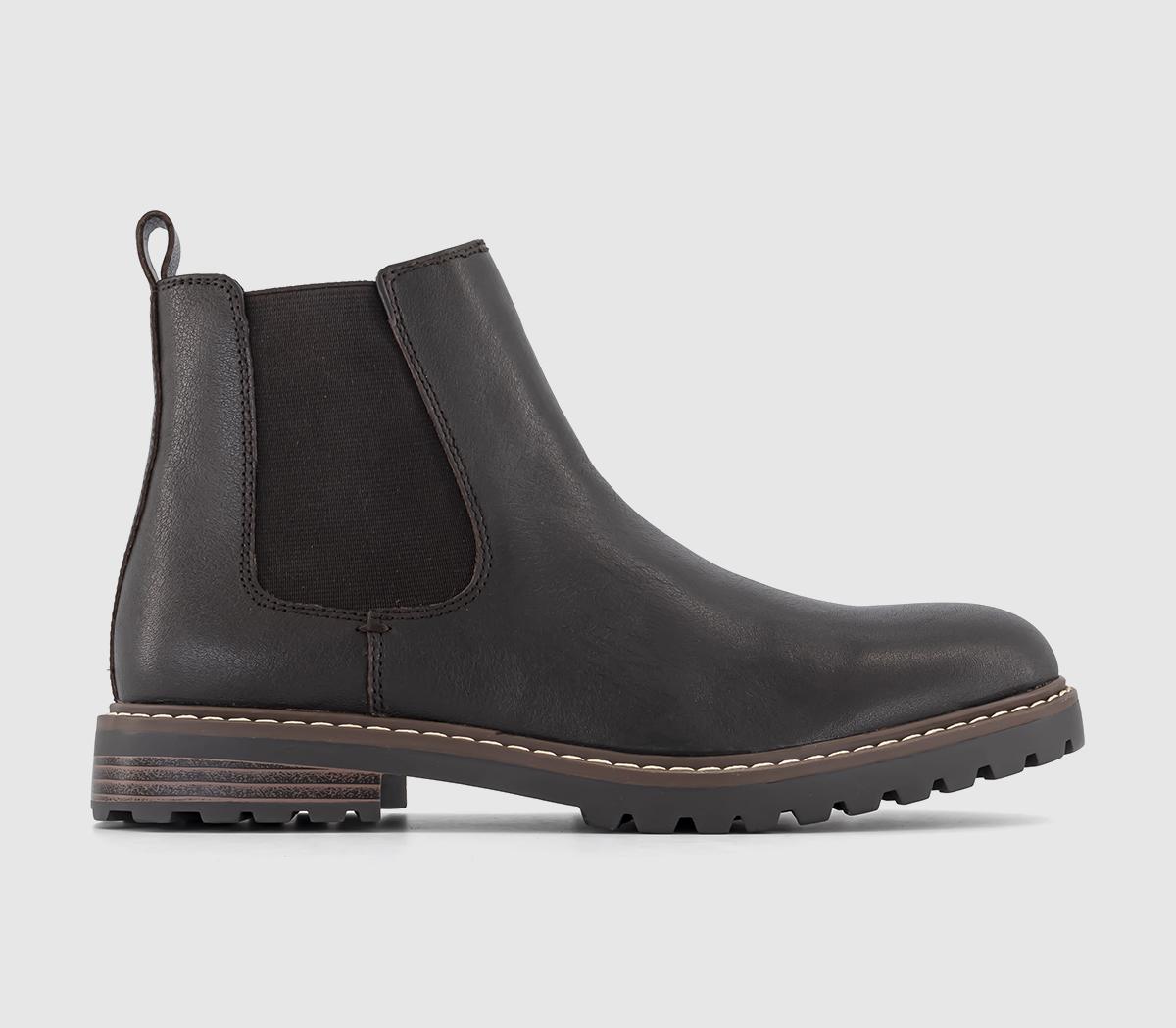 OFFICE Burford Cleated Chelsea Boots Brown Leather - Men’s Boots