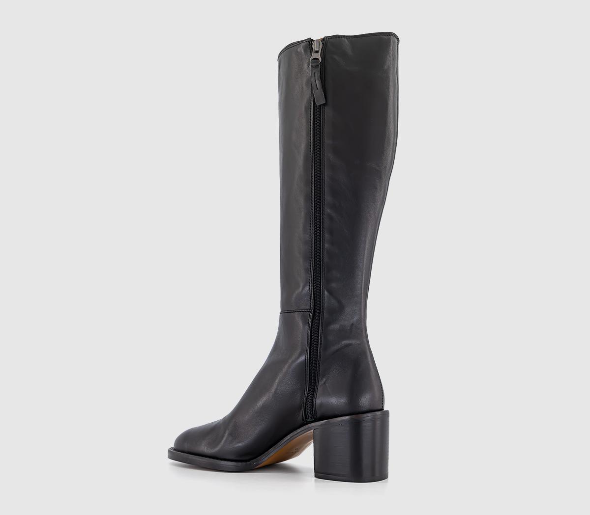 OFFICE Kendall Chelsea Mid Heel Knee Boots Black Leather - Knee High Boots