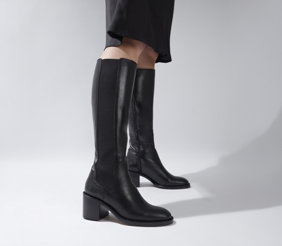 OFFICEKendall Chelsea Mid Heel Knee Boots OFFICEKendall Chelsea Mid Heel Knee BootsBlack Leather