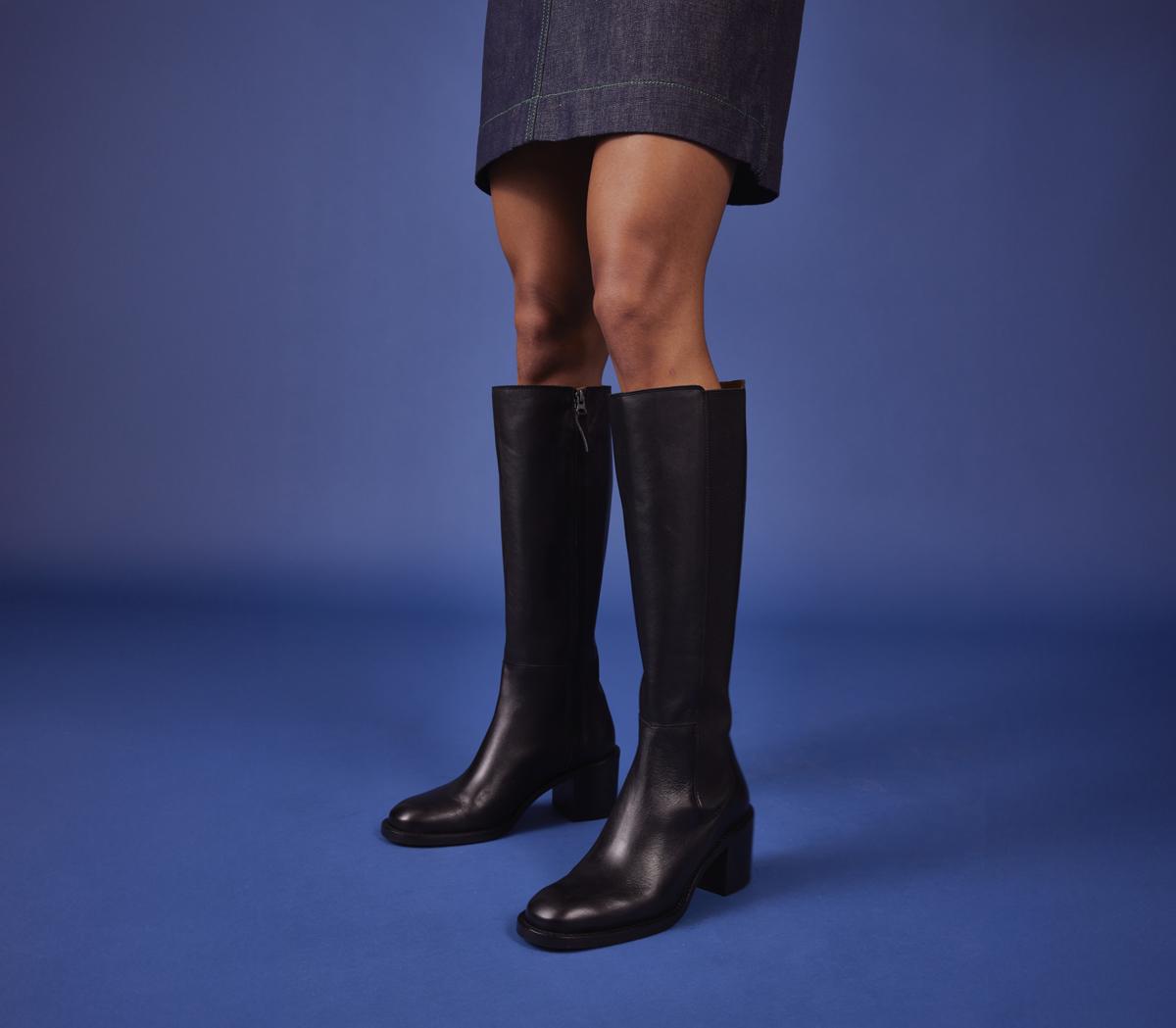 OFFICEKendall Chelsea Mid Heel Knee Boots OFFICEKendall Chelsea Mid Heel Knee BootsBlack Leather