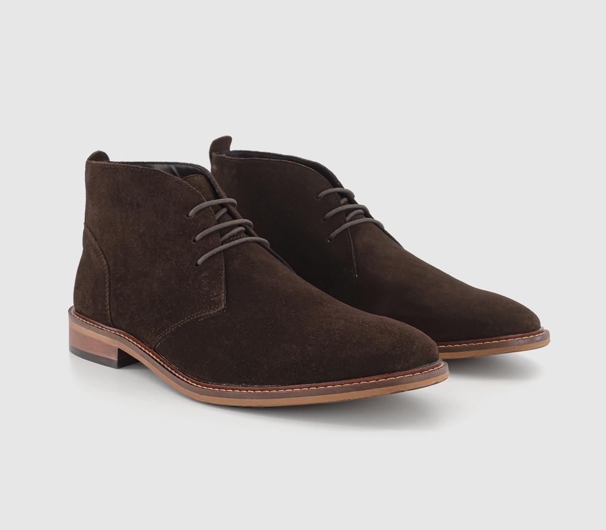 OFFICE Mens Beachcombe Chukka Boots Chocolate Suede Brown, 7