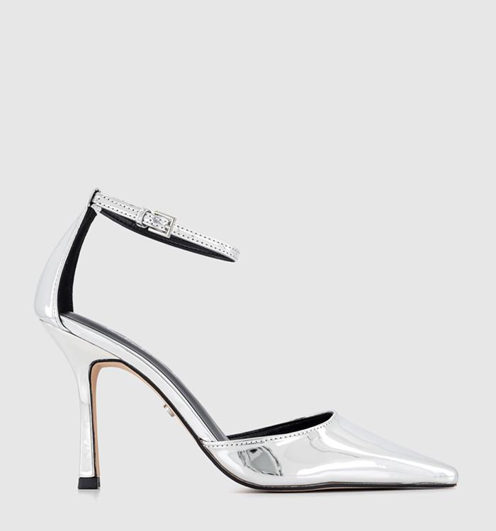 OFFICE Habit Chisel Toe Ankle Strap Courts Silver