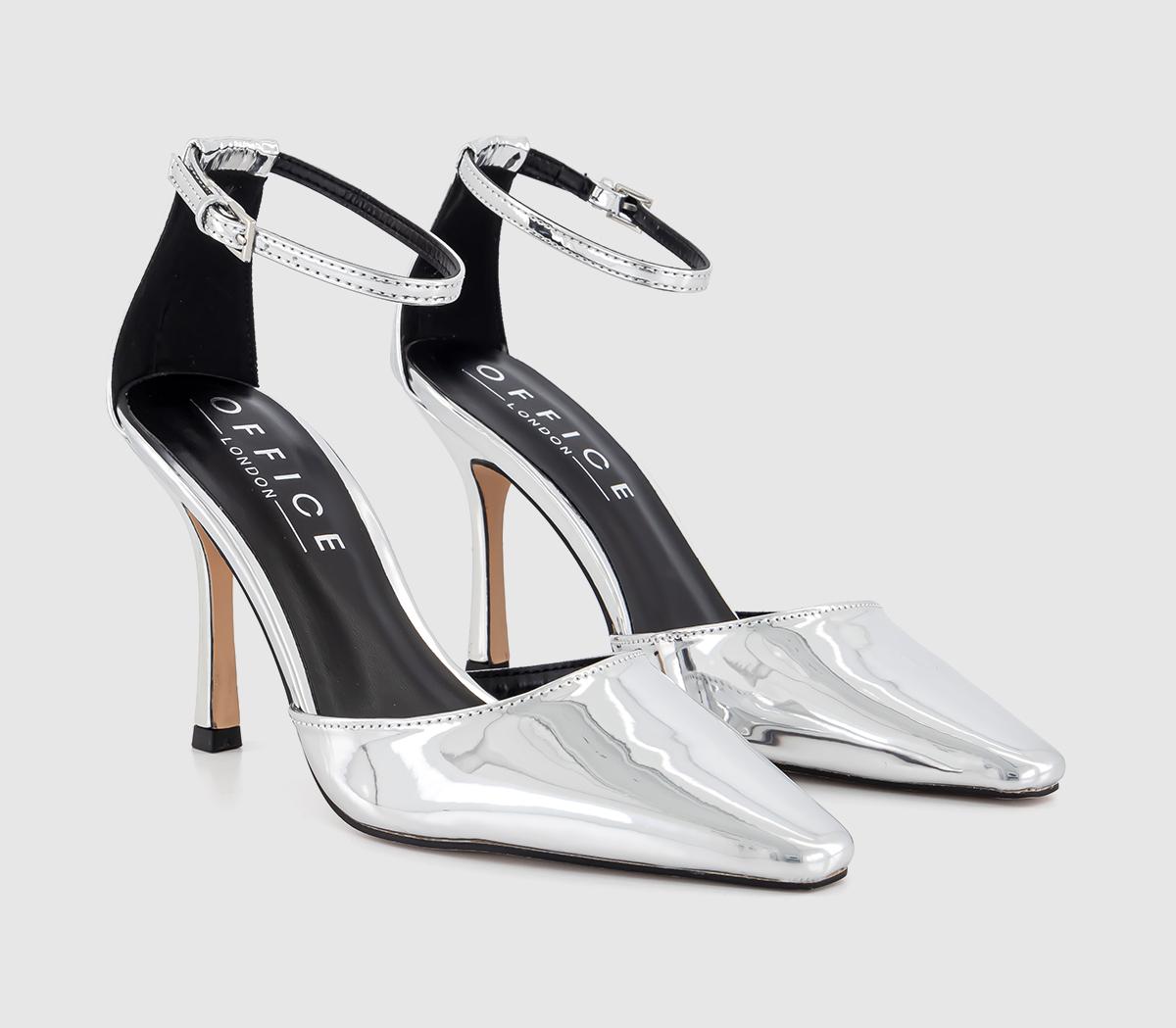 OFFICEHabit Chisel Toe Ankle Strap CourtsSilver