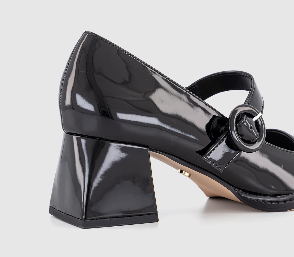 OFFICE Morgen Block Heel Mary Janes Black Patent - Mid Heels