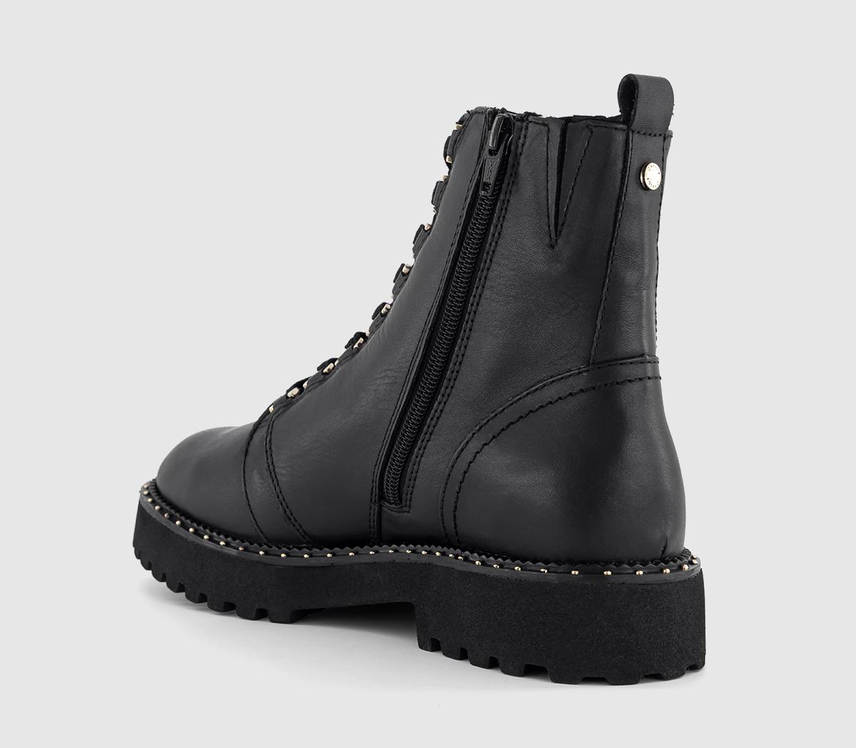 OFFICEApril Stud Detail Lace Up Boots OFFICEApril Stud Detail Lace Up BootsBlack Leather