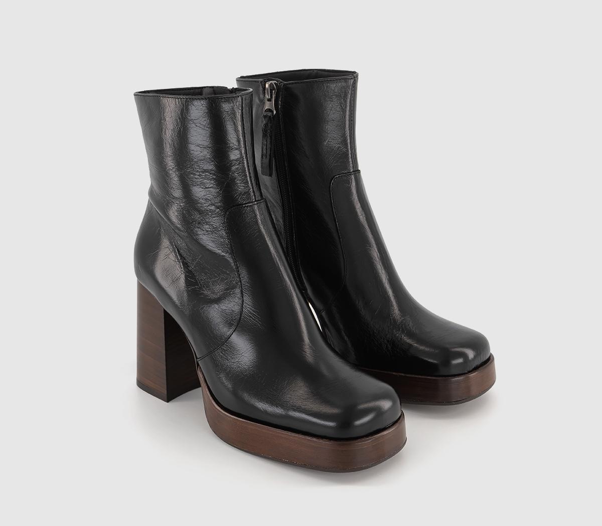 OFFICEArlo Heeled Platform BootsBlack Leather