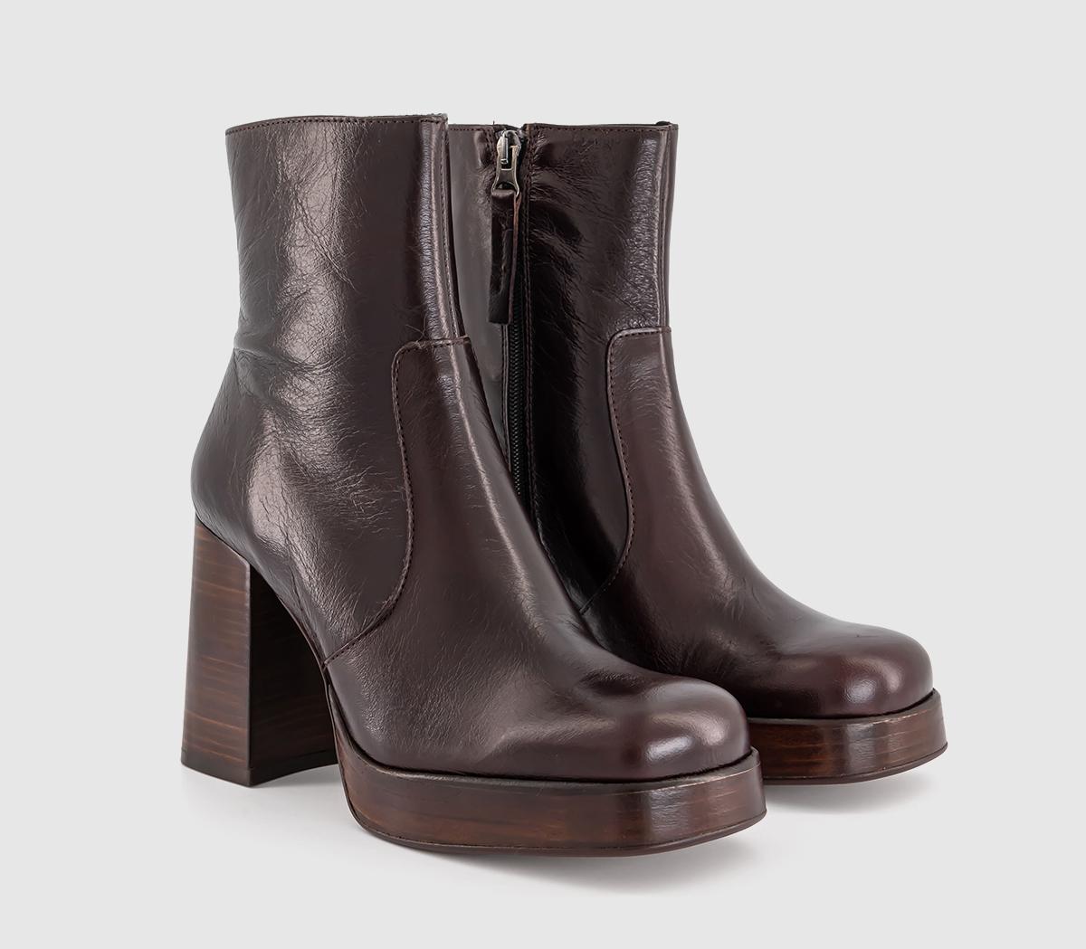 OFFICEArlo Heeled Platform Boots OFFICEArlo Heeled Platform BootsDark Choc Leather