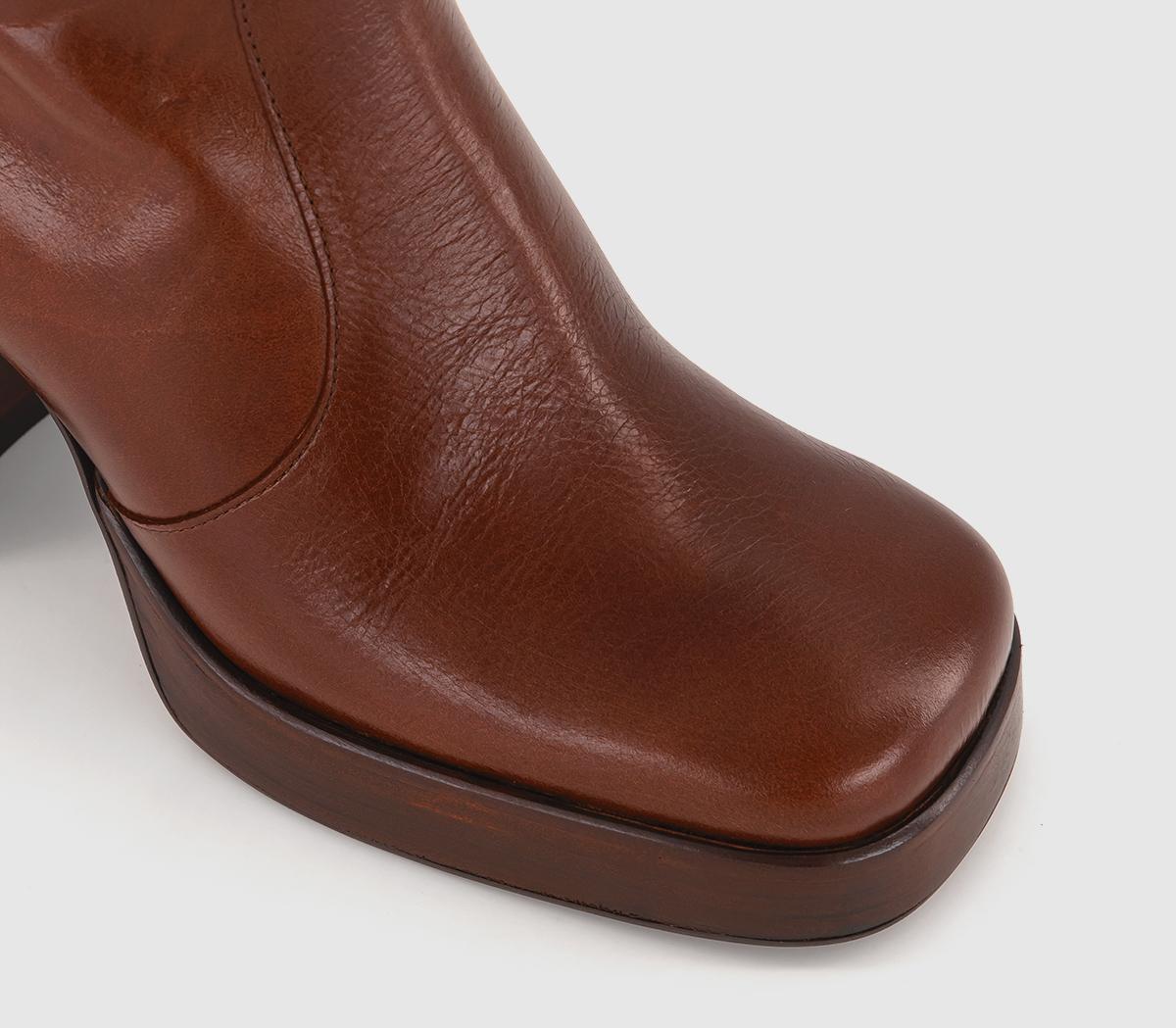 OFFICEArlo Heeled Platform BootsChoc Brown Leather