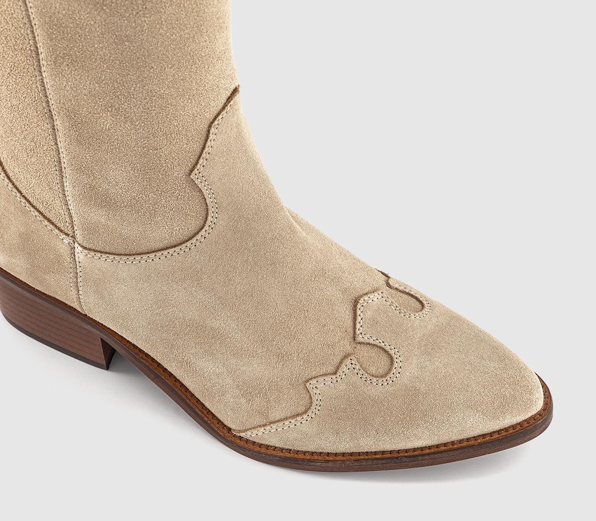 OFFICEKezia Heeled Western Knee BootsBeige Suede