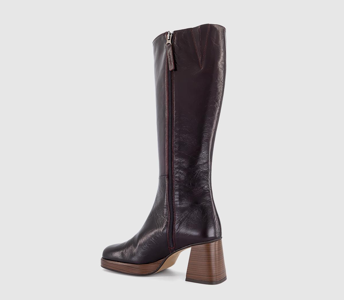 OFFICEKlara Platfrom Heeled Knee Boots OFFICEKlara Platfrom Heeled Knee BootsBerry Leather