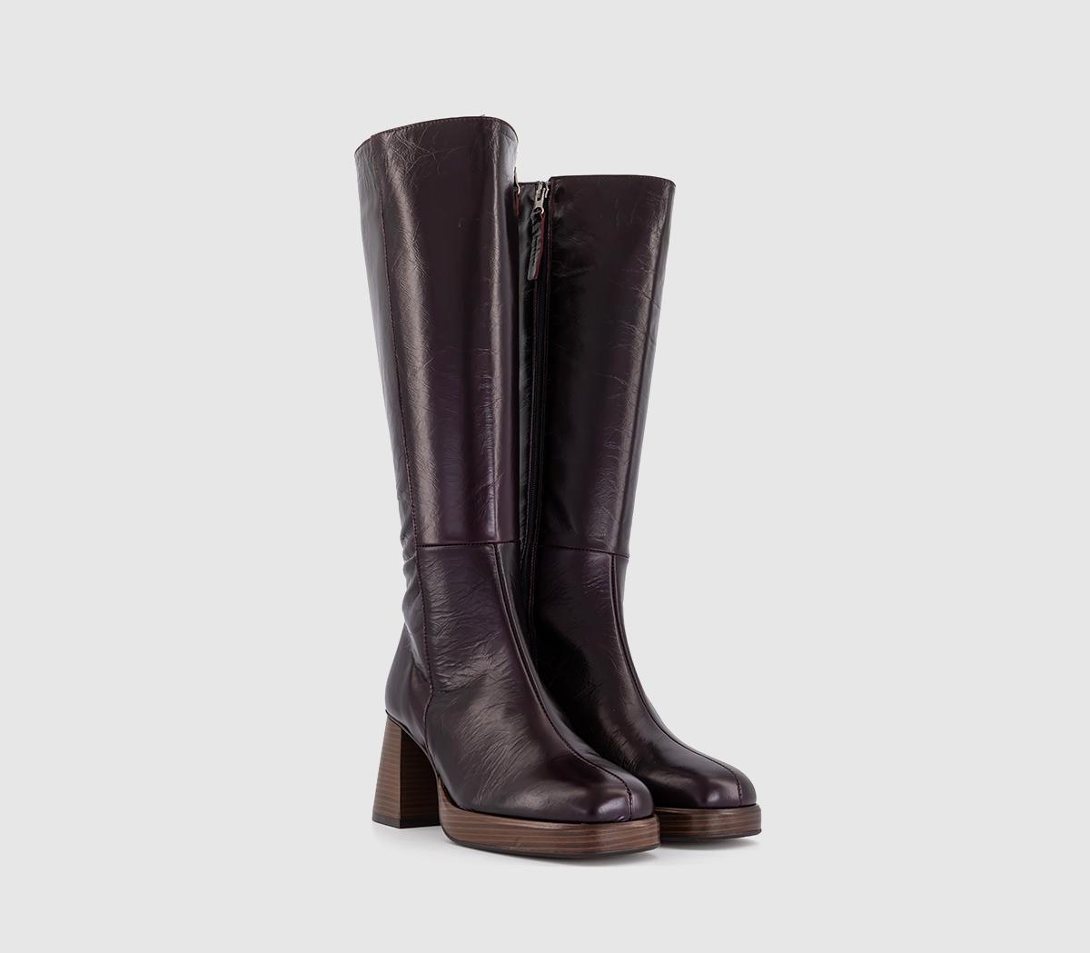 OFFICEKlara Platfrom Heeled Knee Boots OFFICEKlara Platfrom Heeled Knee BootsBerry Leather