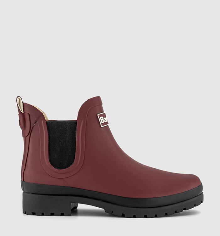 Barbour Aubrey Fur Lined Welly Boots Burgundy