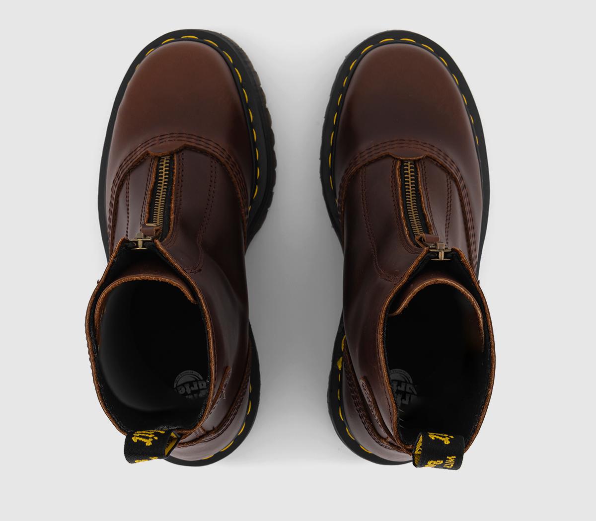 Dr. Martens Jetta Platform Boots Brown Women's Ankle Boots