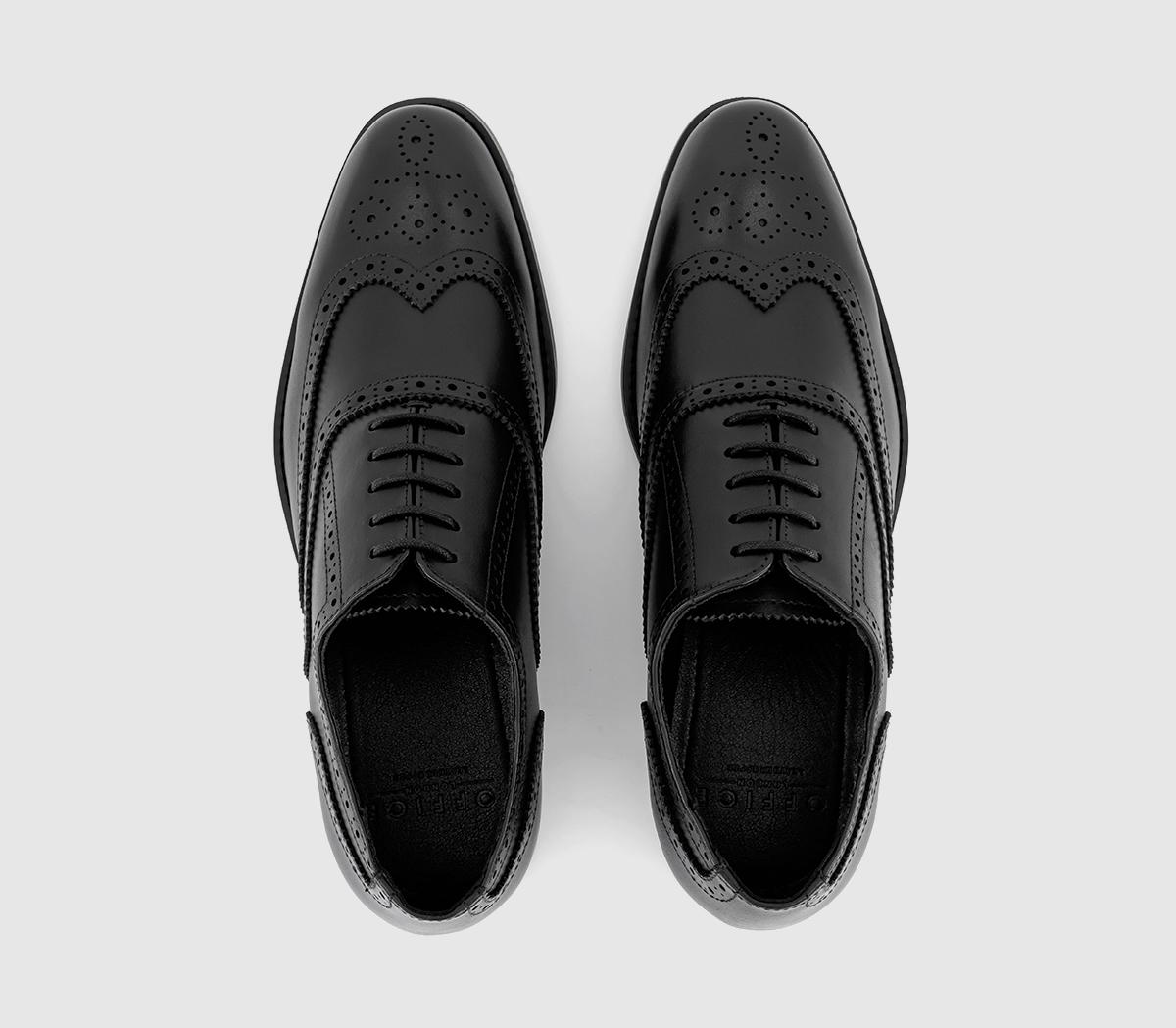 OFFICE Milton Oxford Brogue Shoes Black Leather - Men’s Smart Shoes