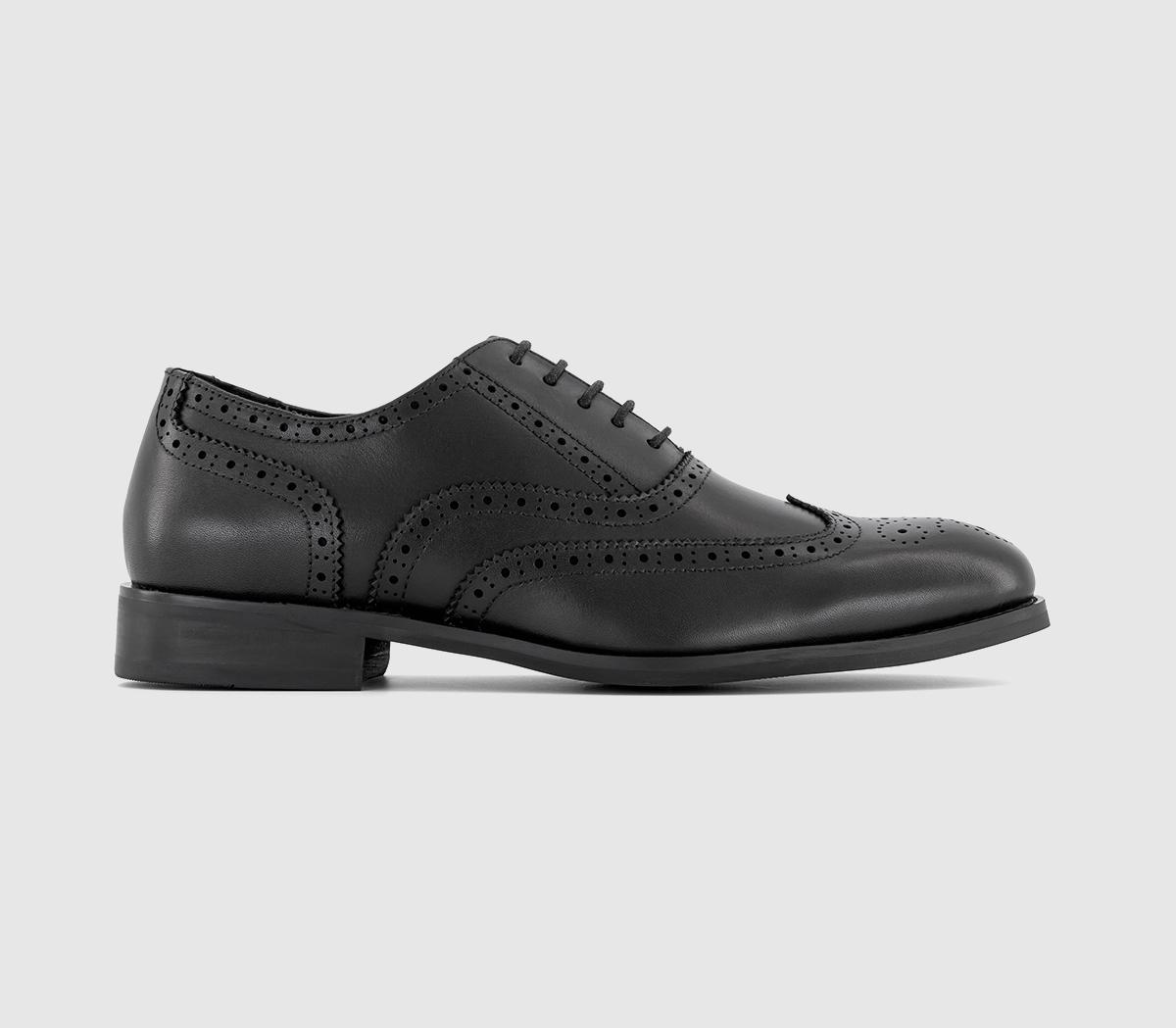 Milton Oxford Brogue Shoes Black Leather