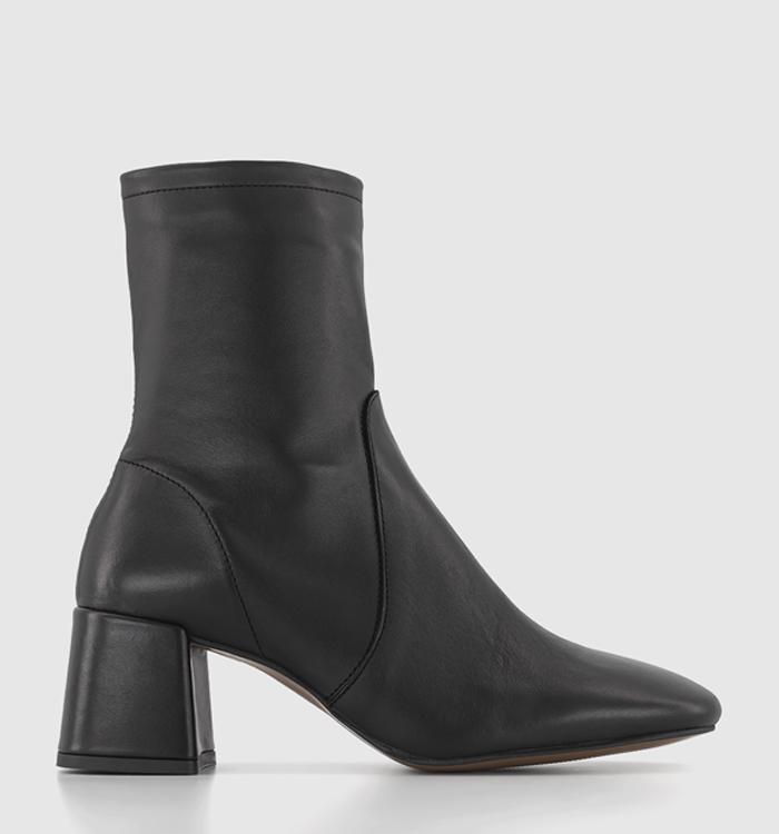 OFFICE Alexis Unlined Heeled Ankle Boots Black Leather