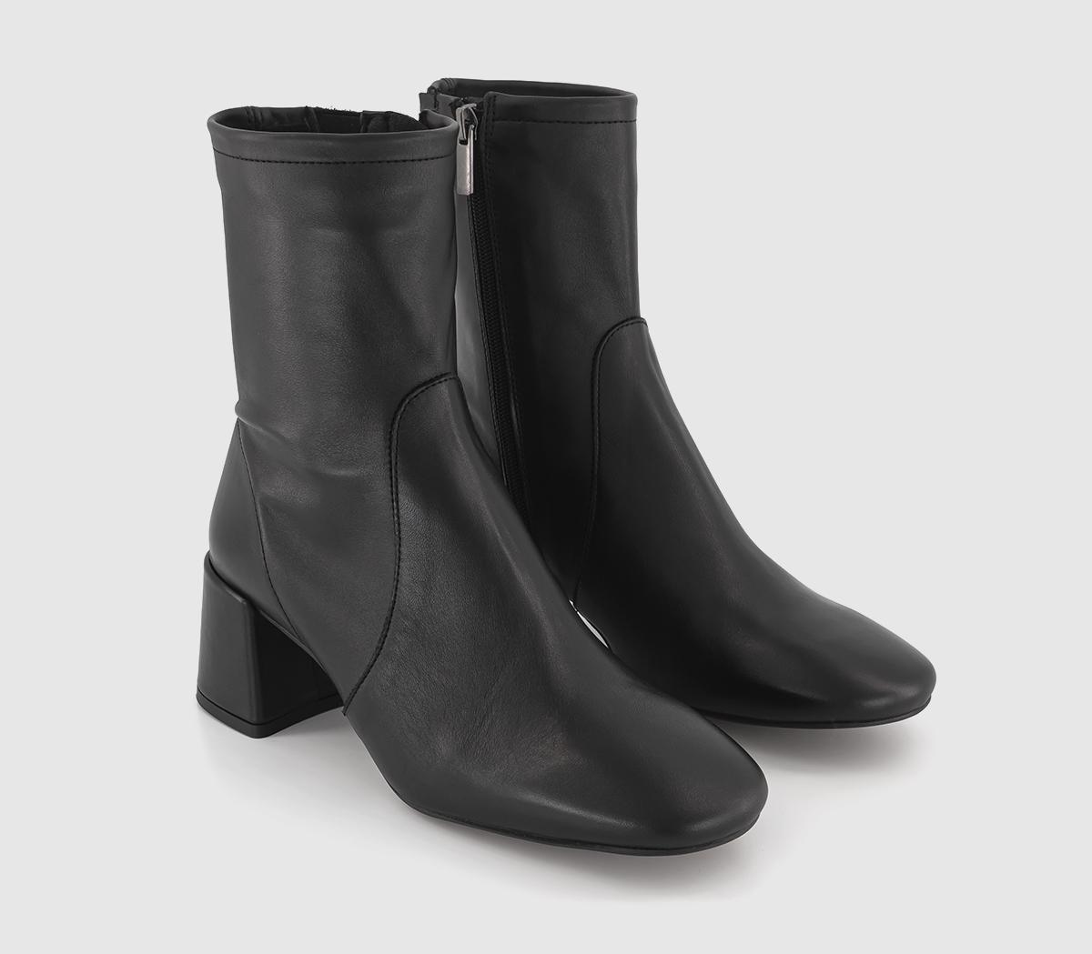 OFFICEAlexis Unlined Heeled Ankle BootsBlack Leather