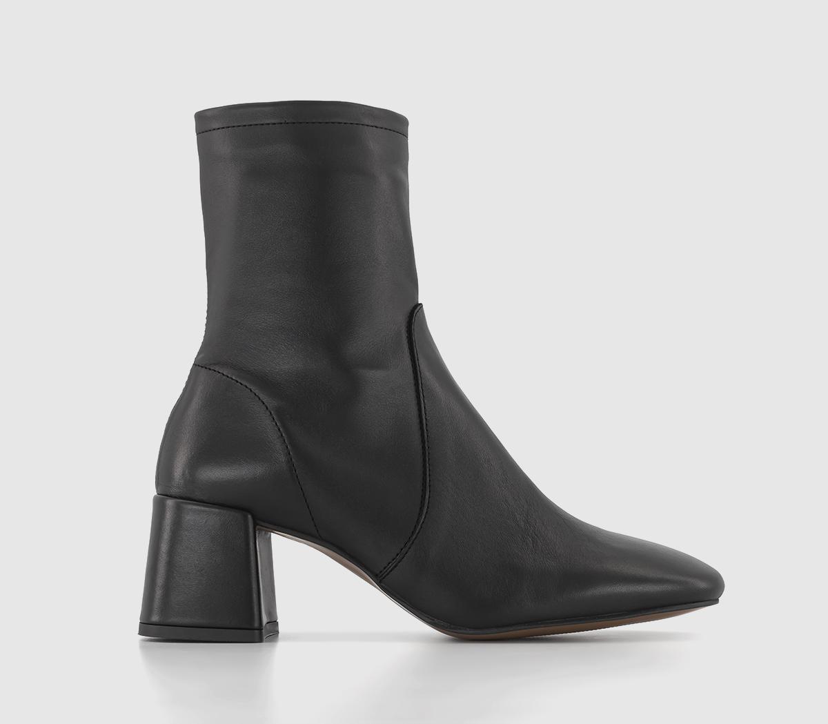 Alexis Unlined Heeled Ankle Boots Black Leather