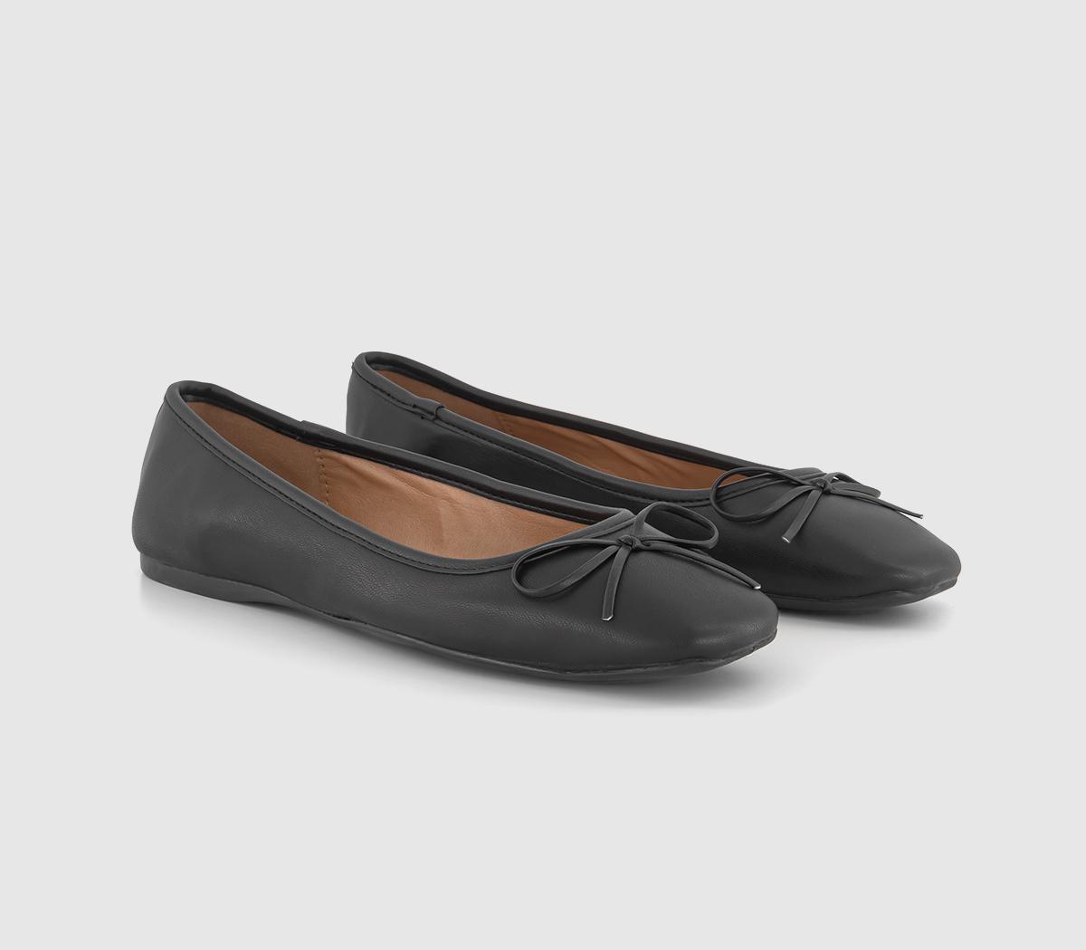 OFFICEFive Star Square Toe Ballerina Shoes Black