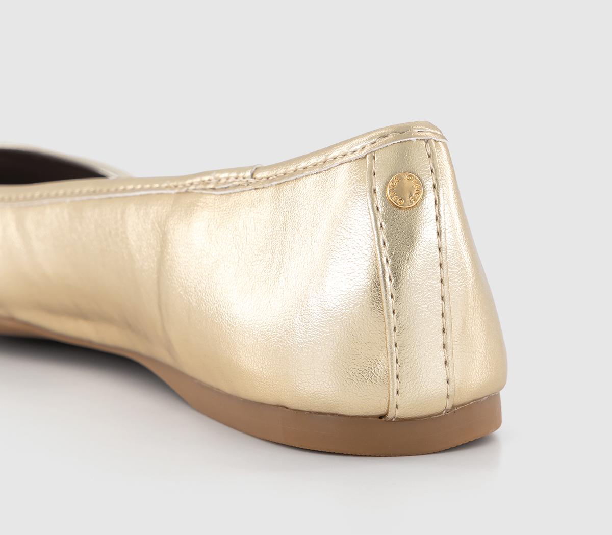 OFFICEFive Star Square Toe Ballerina Shoes Gold Metalic