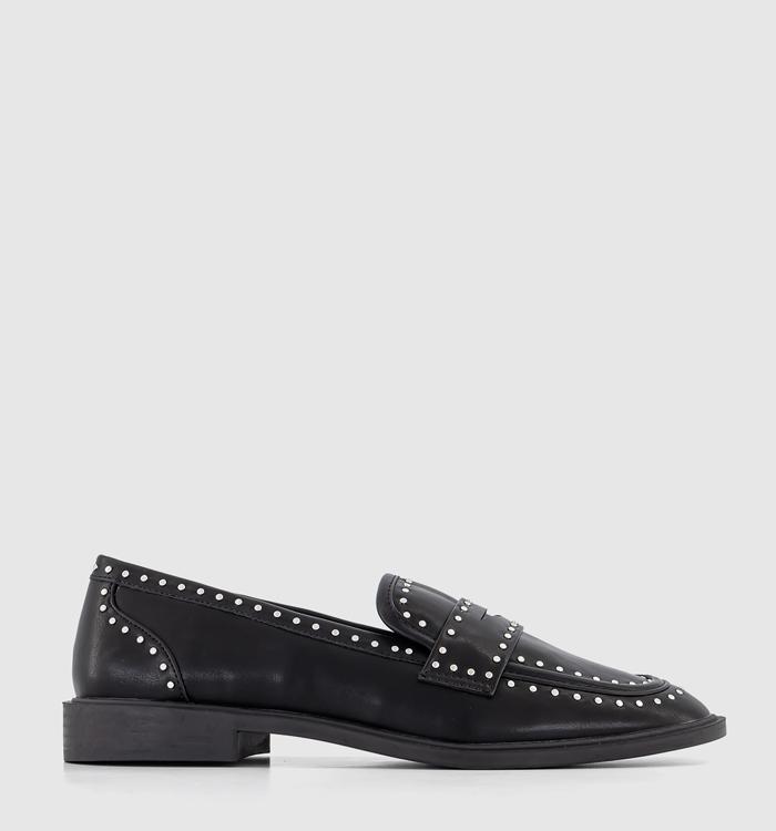 OFFICE Feather Studded Loafers Black