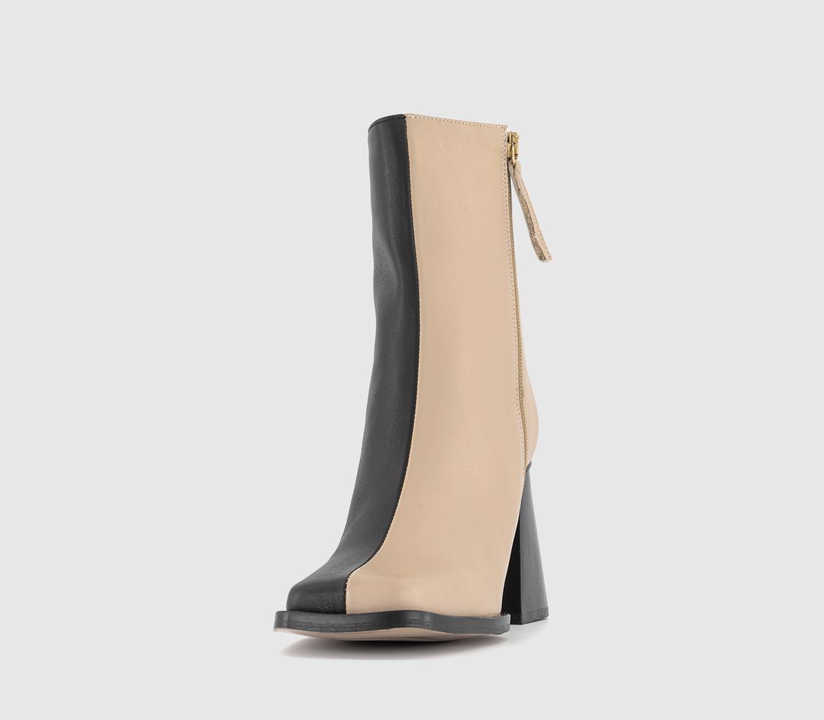 South Bicolor Heeled Ankle Boots Black Cream