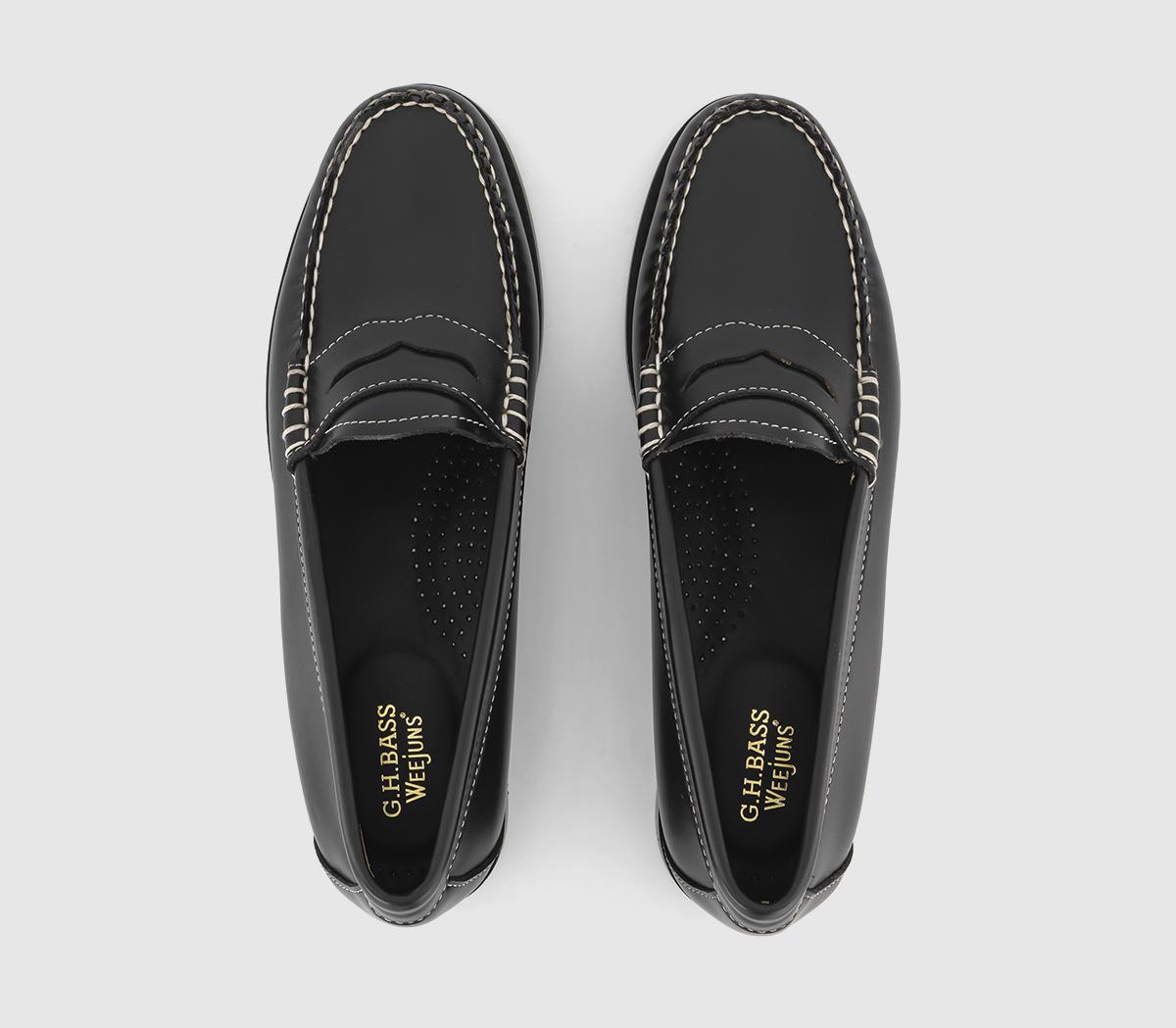 G.H Bass & Co Weejun Womens Penny Contrastitch Loafers Black - Women’s ...
