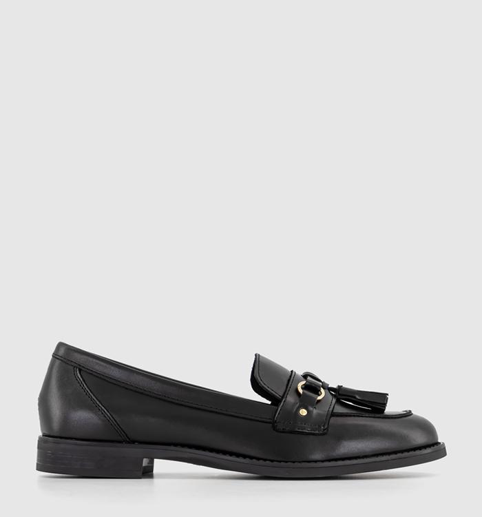 OFFICE Founder Leather Trim Tassel Loafers Black Leather