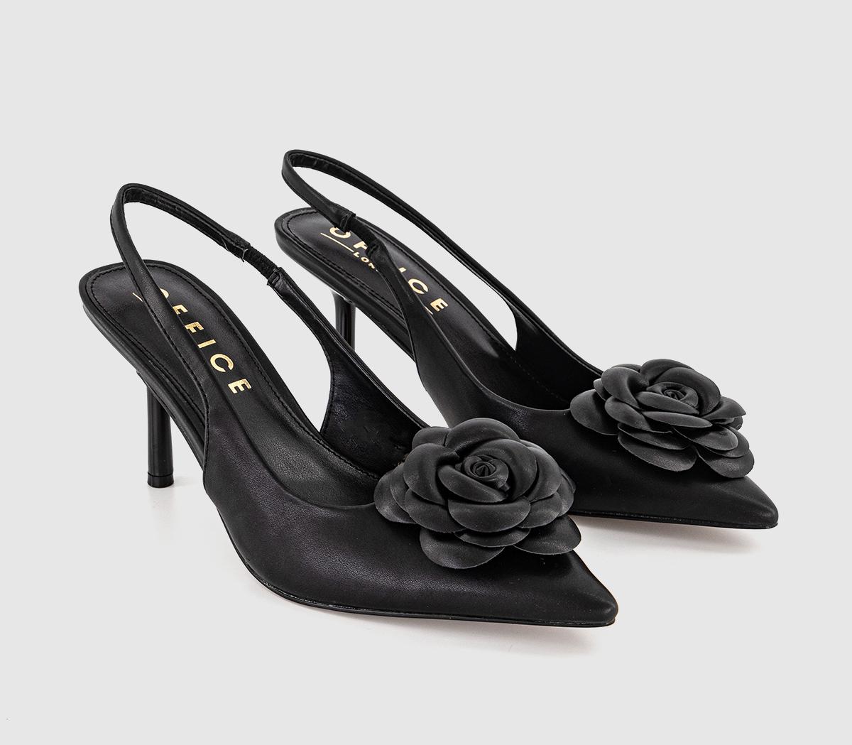 OFFICEMay Flower Detail Slingback HeelsBlack