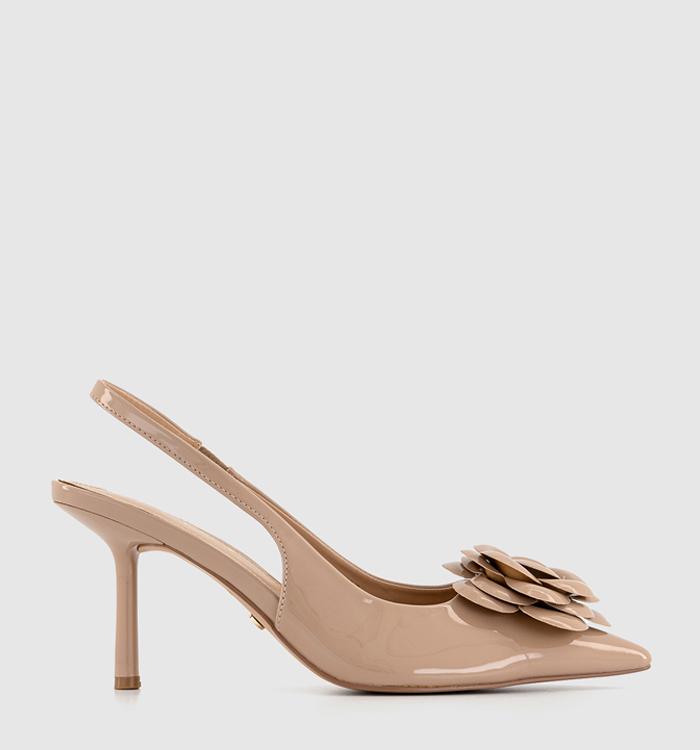 OFFICE May Flower Detail Slingback Heels Beige