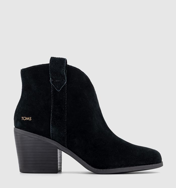 TOMS Constance Western Boots Black Suede