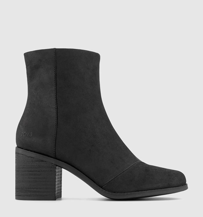 TOMS Evelyn Heeled Boots Black Leather