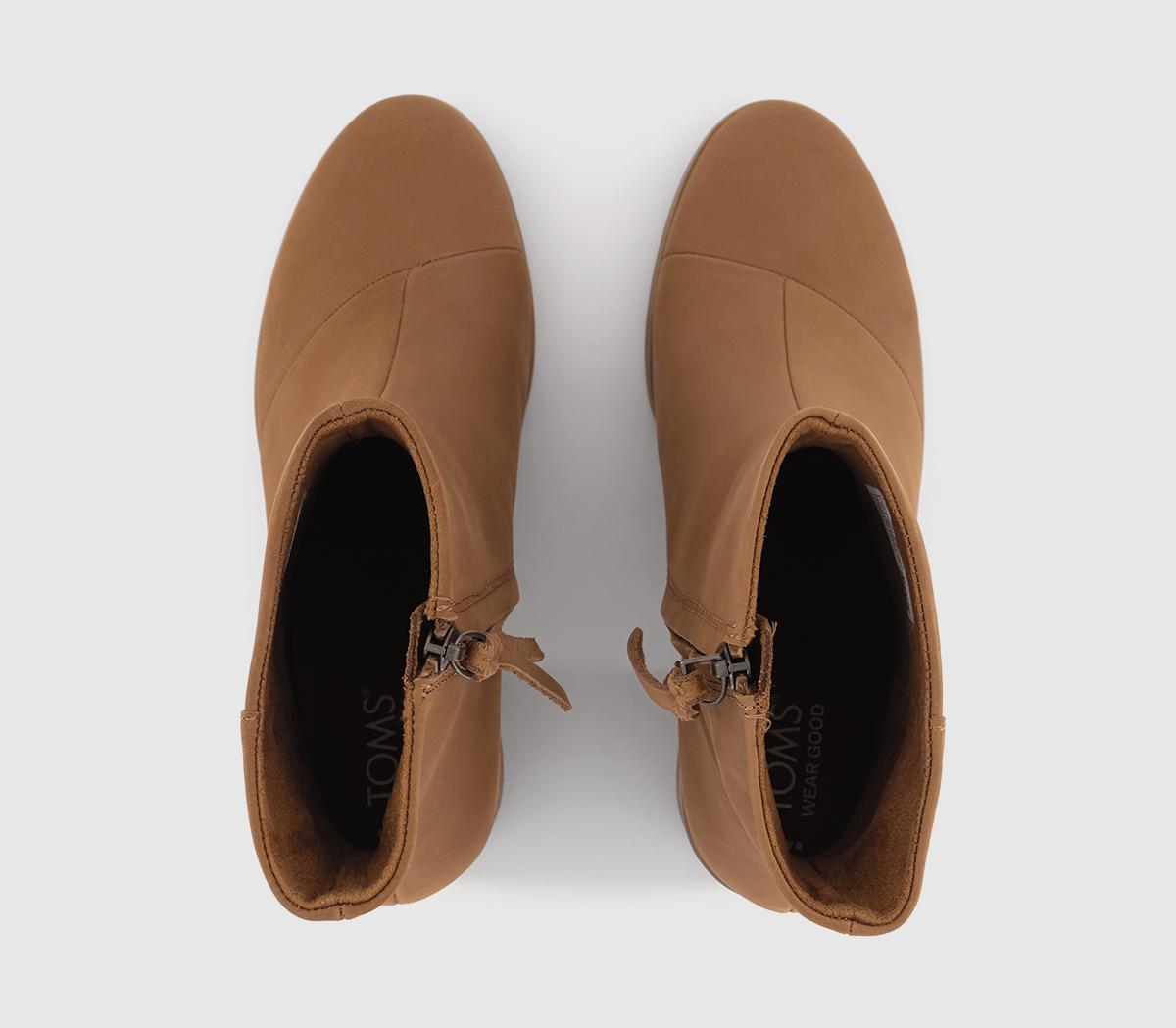 TOMS Evelyn Heeled Boots TOMS Evelyn Heeled Boots Tan Leather