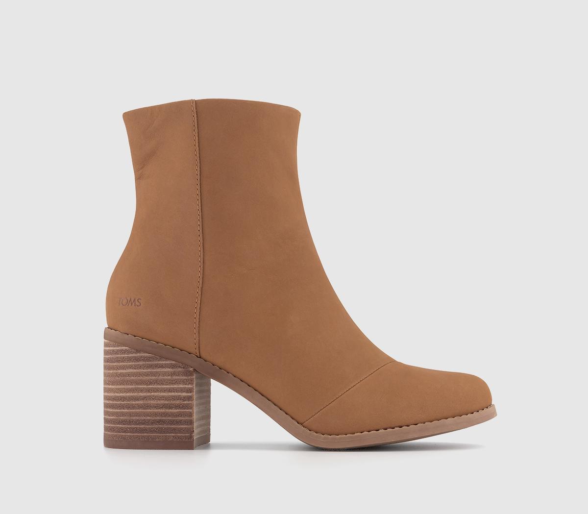 Evelyn Heeled Boots Tan Leather