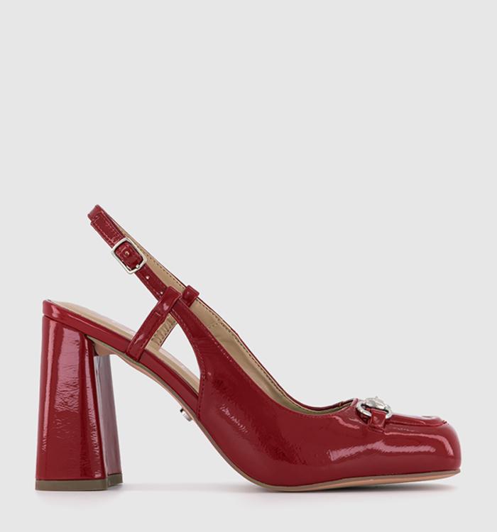 OFFICE Helena High Snaffle Slingback Heels Red Patent