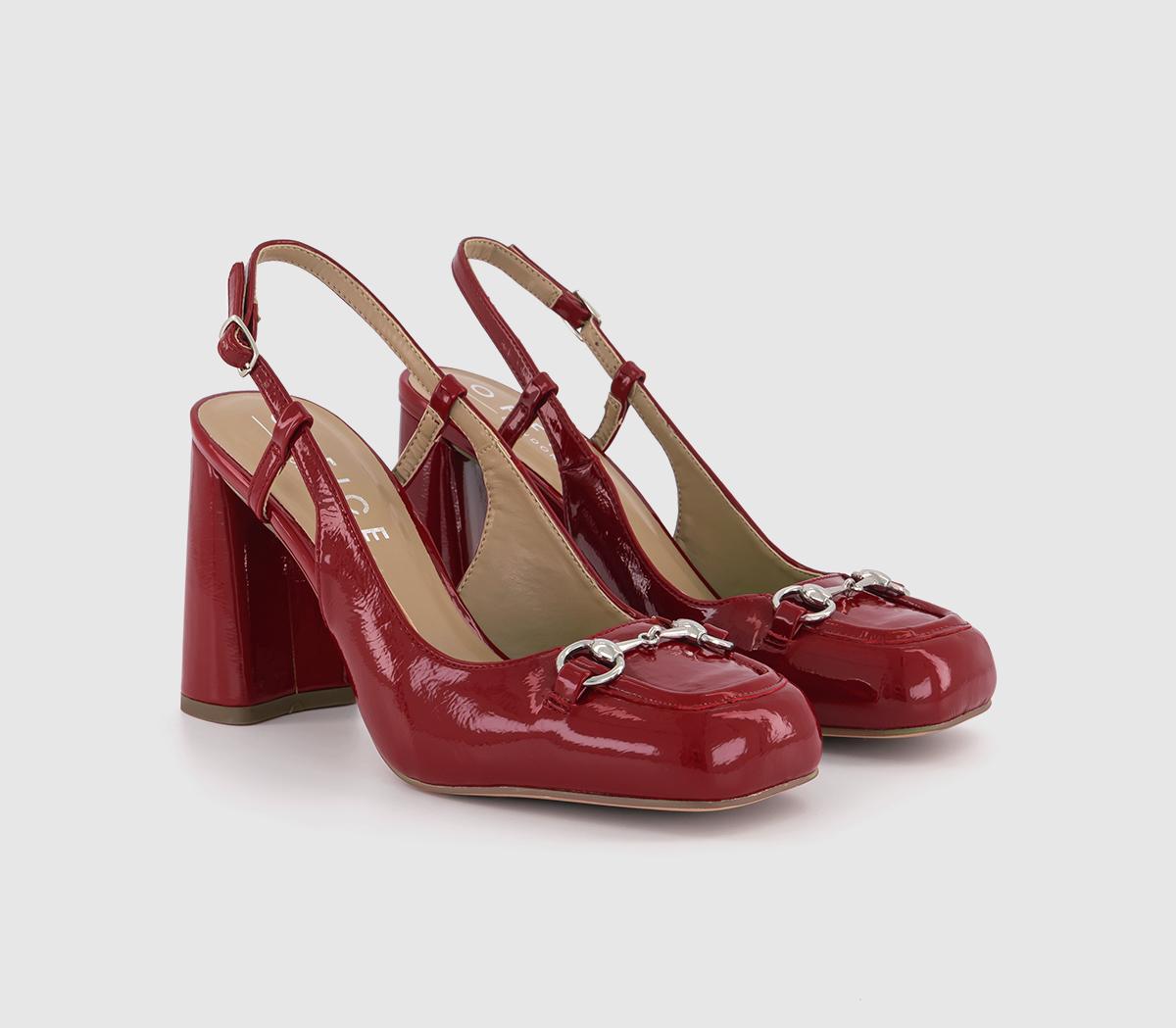 OFFICEHelena High Snaffle Slingback HeelsRed Patent