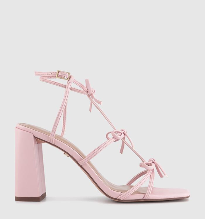 OFFICE Henley Bow Detail Block Heel Sandals Pale Pink