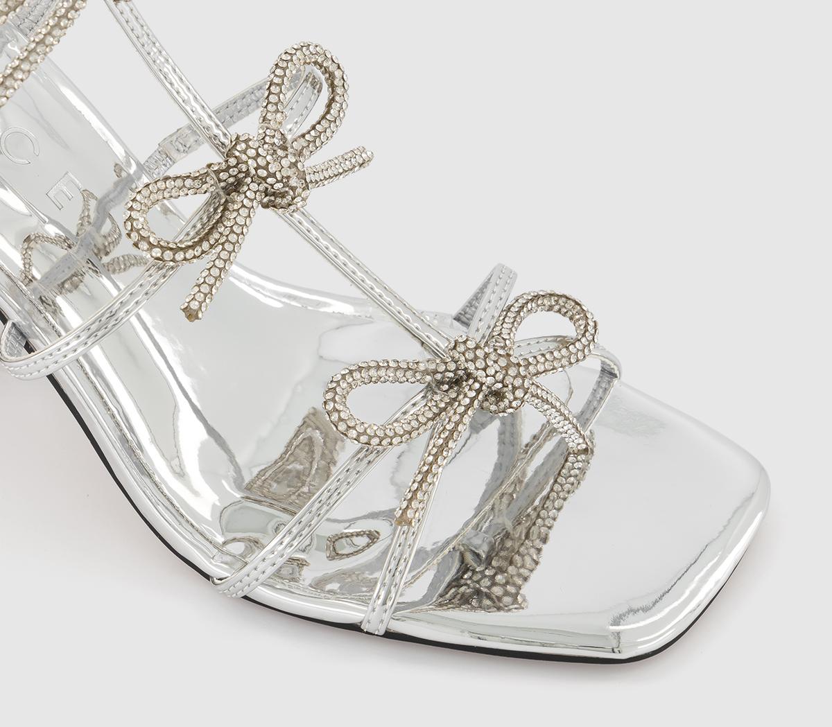 OFFICEHenley Bow Detail Block Heel SandalsSilver