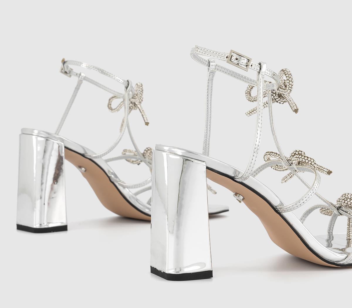 OFFICEHenley Bow Detail Block Heel SandalsSilver